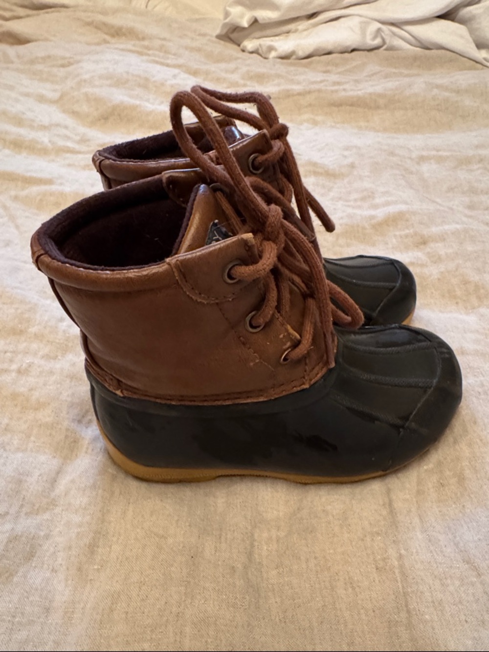 Sperry Kids Brown and Black Lace-Up Duck Boots